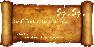 Szünder Szilárd névjegykártya